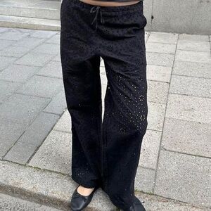 Djerf Avenue Broderie Anglaise Pants Black XXS